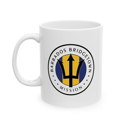 Barbados Bridgetown Mission Circular Flag White Ceramic Mug - Latter-Day Saint LDS Missionary Gift - Book of Mormon