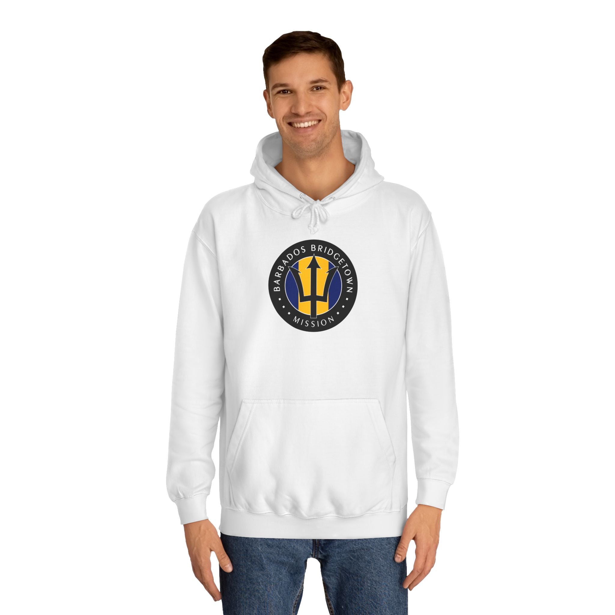 Barbados Bridgetown Mission Flag Logo (Black Border) College Hoodie - Latter-Day Saint LDS Missionary Gift - Book of Mormon