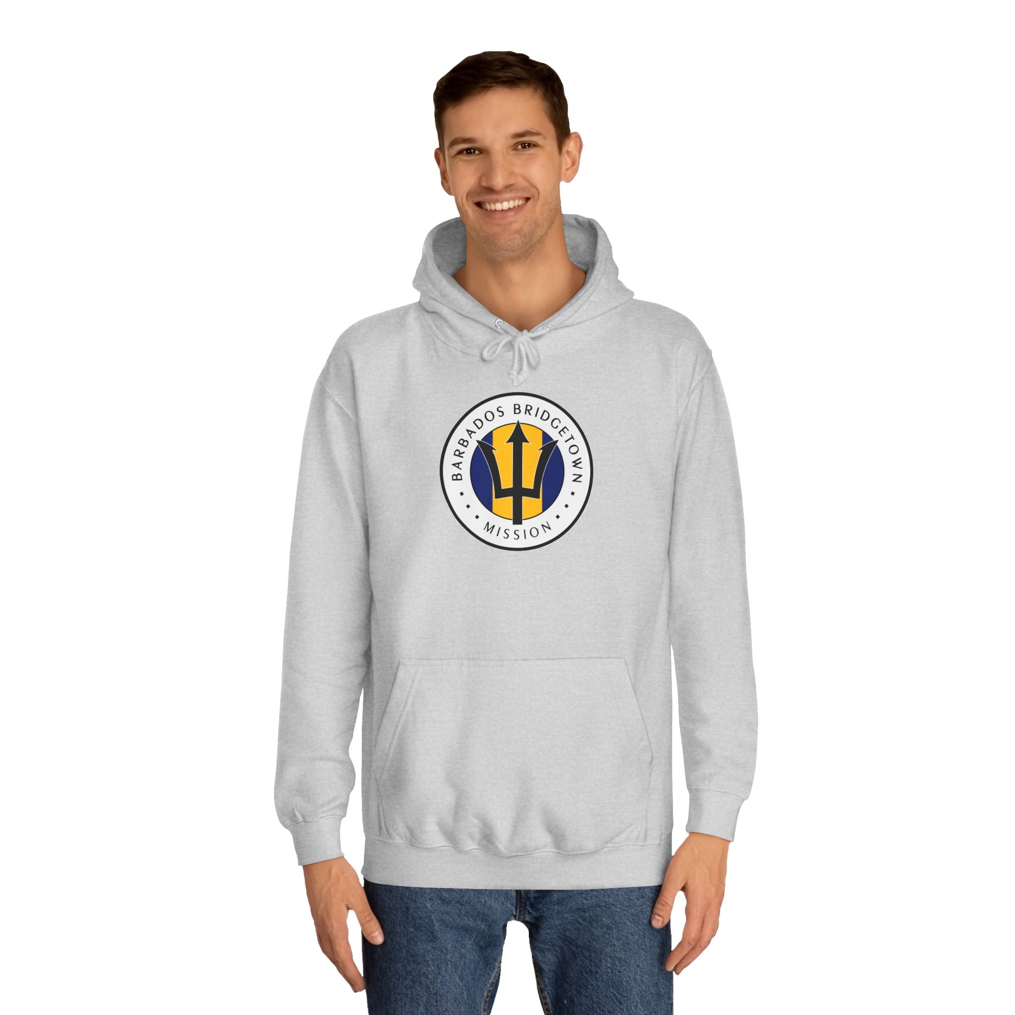 Barbados Bridgetown Mission Flag Logo (White Border) College Hoodie - Latter-Day Saint LDS Missionary Gift - Book of Mormon