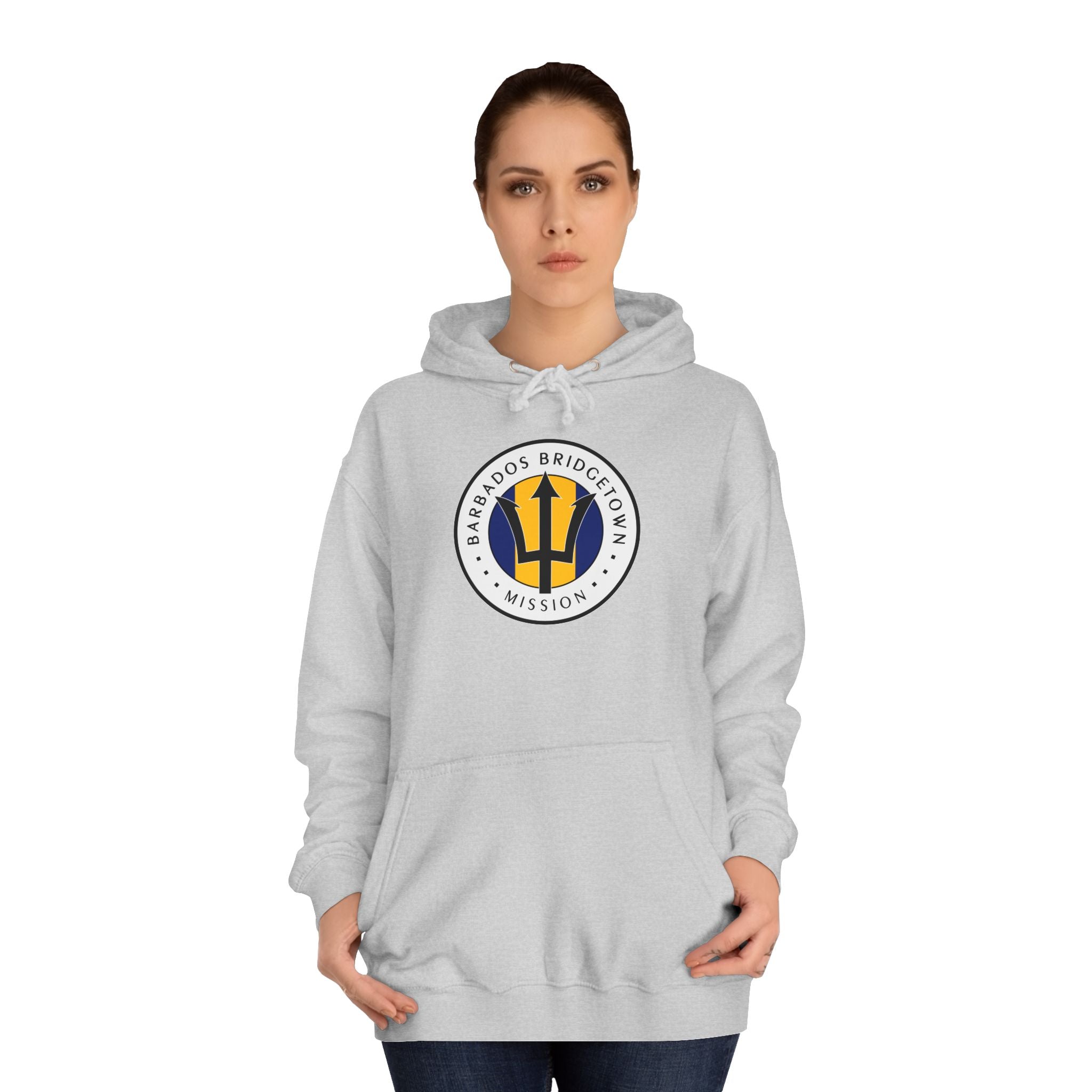 Barbados Bridgetown Mission Flag Logo (White Border) College Hoodie - Latter-Day Saint LDS Missionary Gift - Book of Mormon