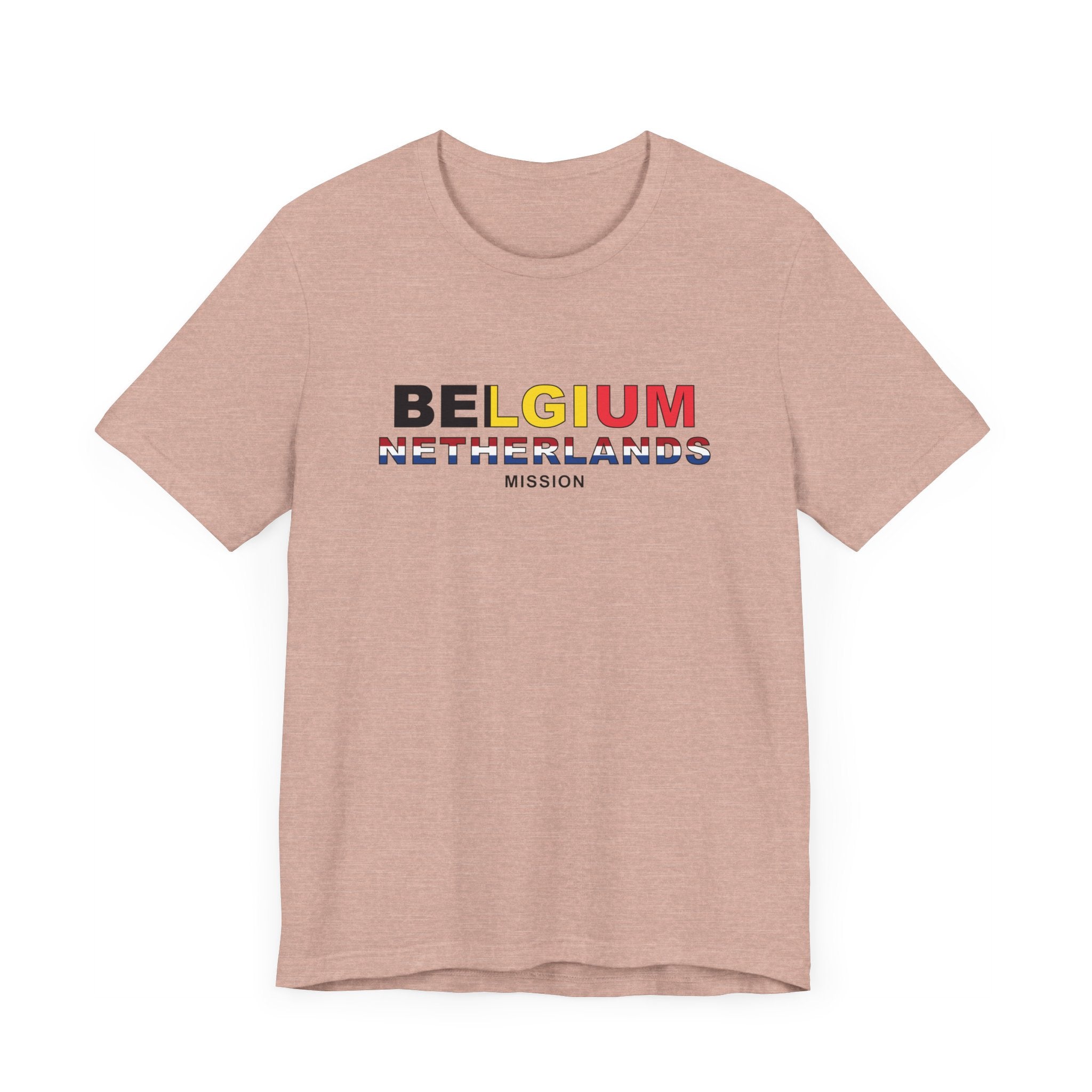 Belgium - Netherlands Mission Flag Title T-shirt - Latter-Day Saint LDS Missionary Gift - Book of Mormon