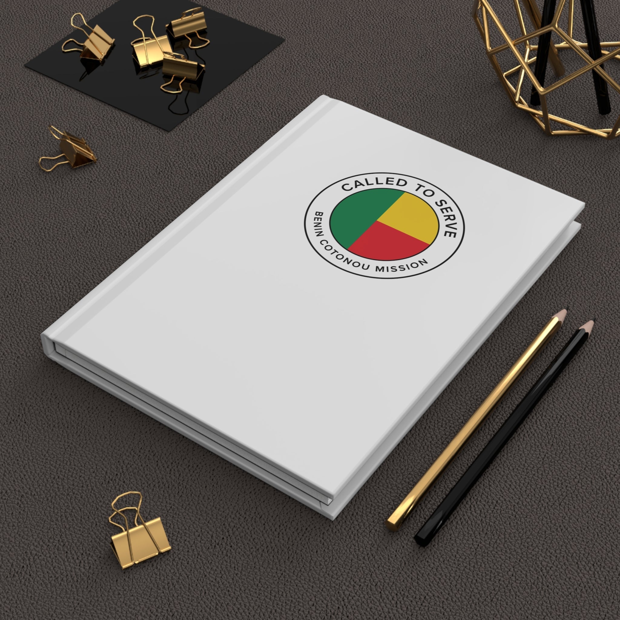 Benin Cotonou Mission Circle Flag Called to Serve White Hardcover Journal Matte - Latter-Day Saint LDS Missionary Gift - Book of Mormon