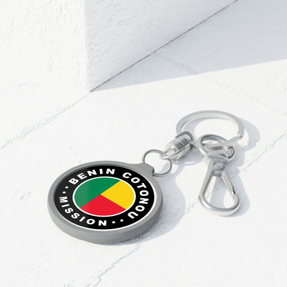 Benin Cotonou Mission Circle Flag Key Tag - Latter-Day Saint LDS Missionary Gift - Book of Mormon