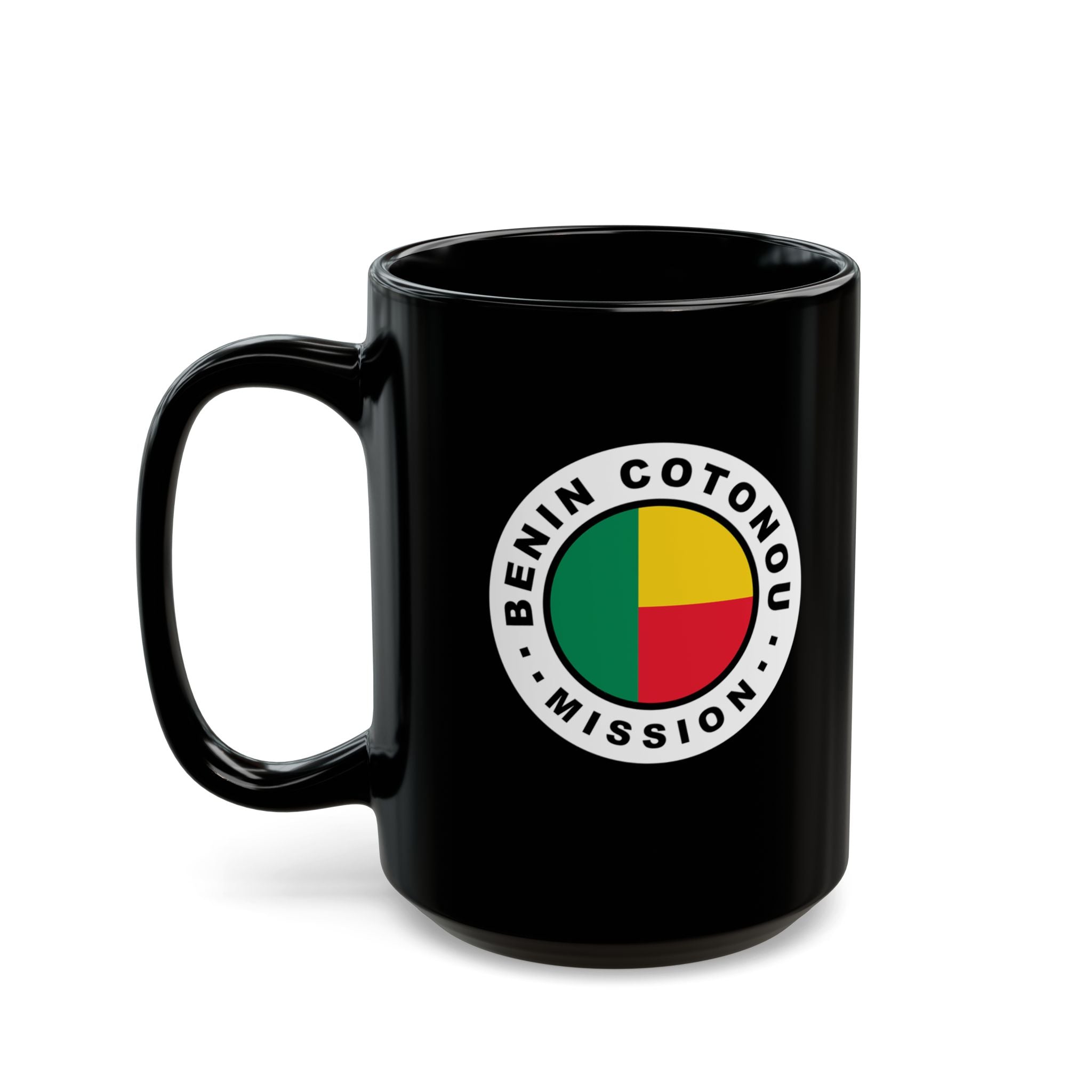 Benin Cotonou Mission Circular Flag Black Ceramic Mug - Latter-Day Saint LDS Missionary Gift - Book of Mormon