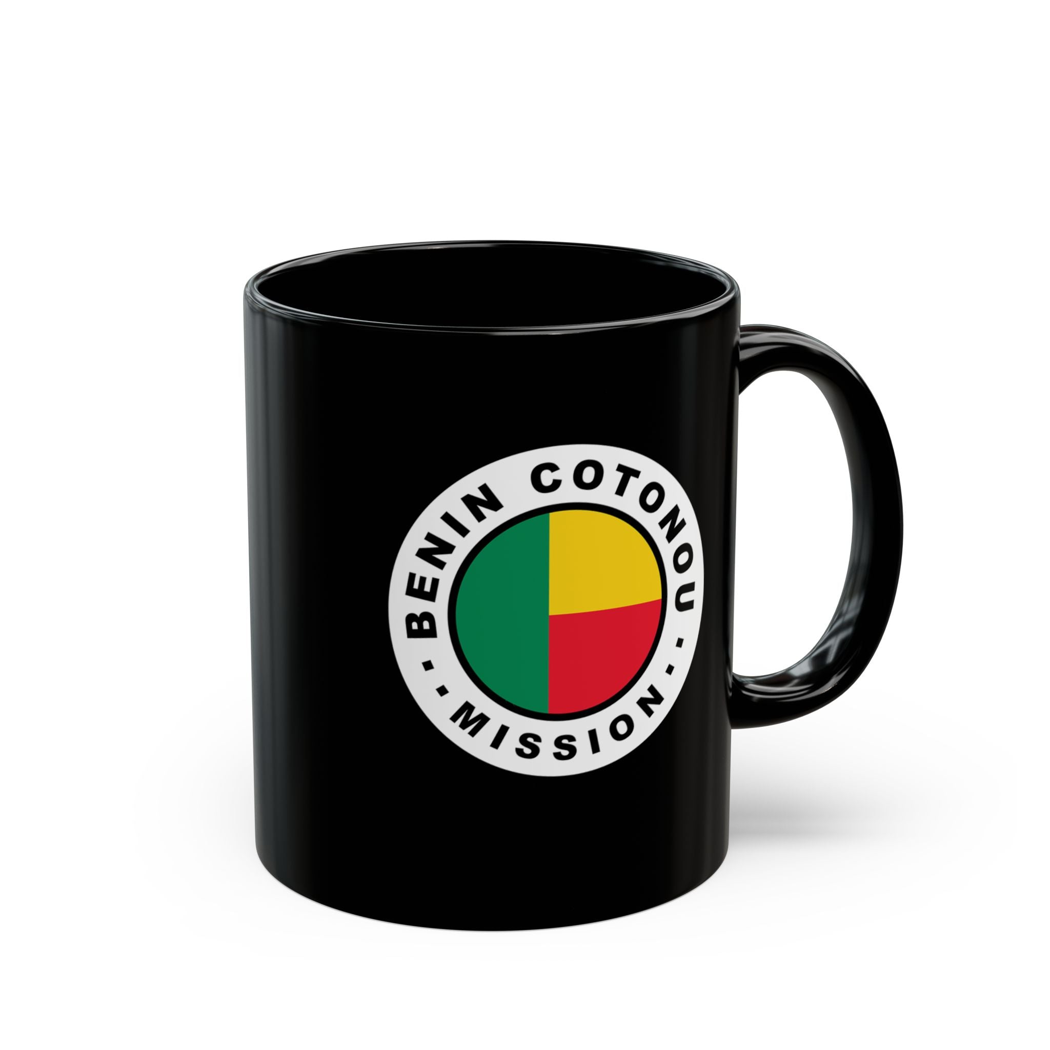 Benin Cotonou Mission Circular Flag Black Ceramic Mug - Latter-Day Saint LDS Missionary Gift - Book of Mormon