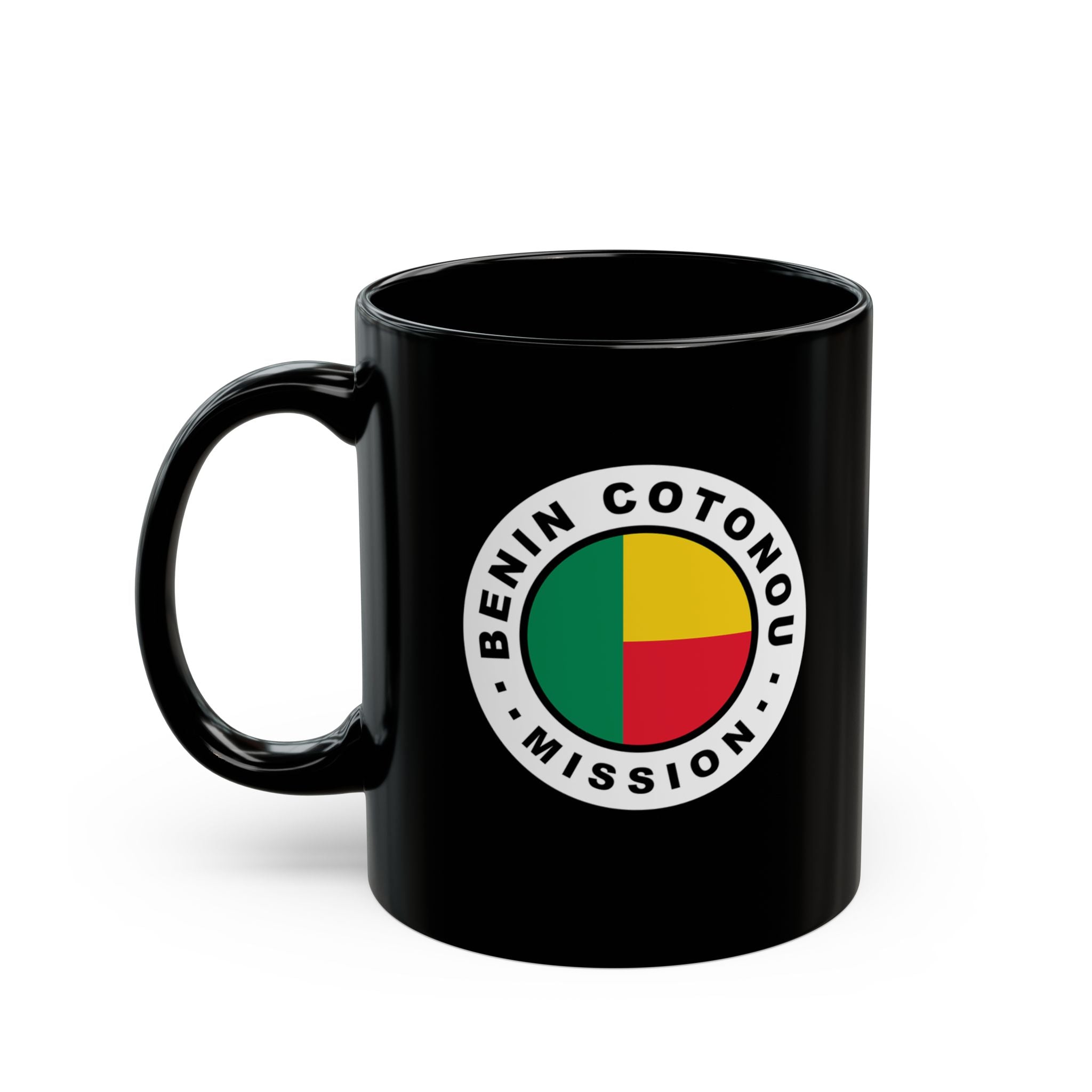 Benin Cotonou Mission Circular Flag Black Ceramic Mug - Latter-Day Saint LDS Missionary Gift - Book of Mormon