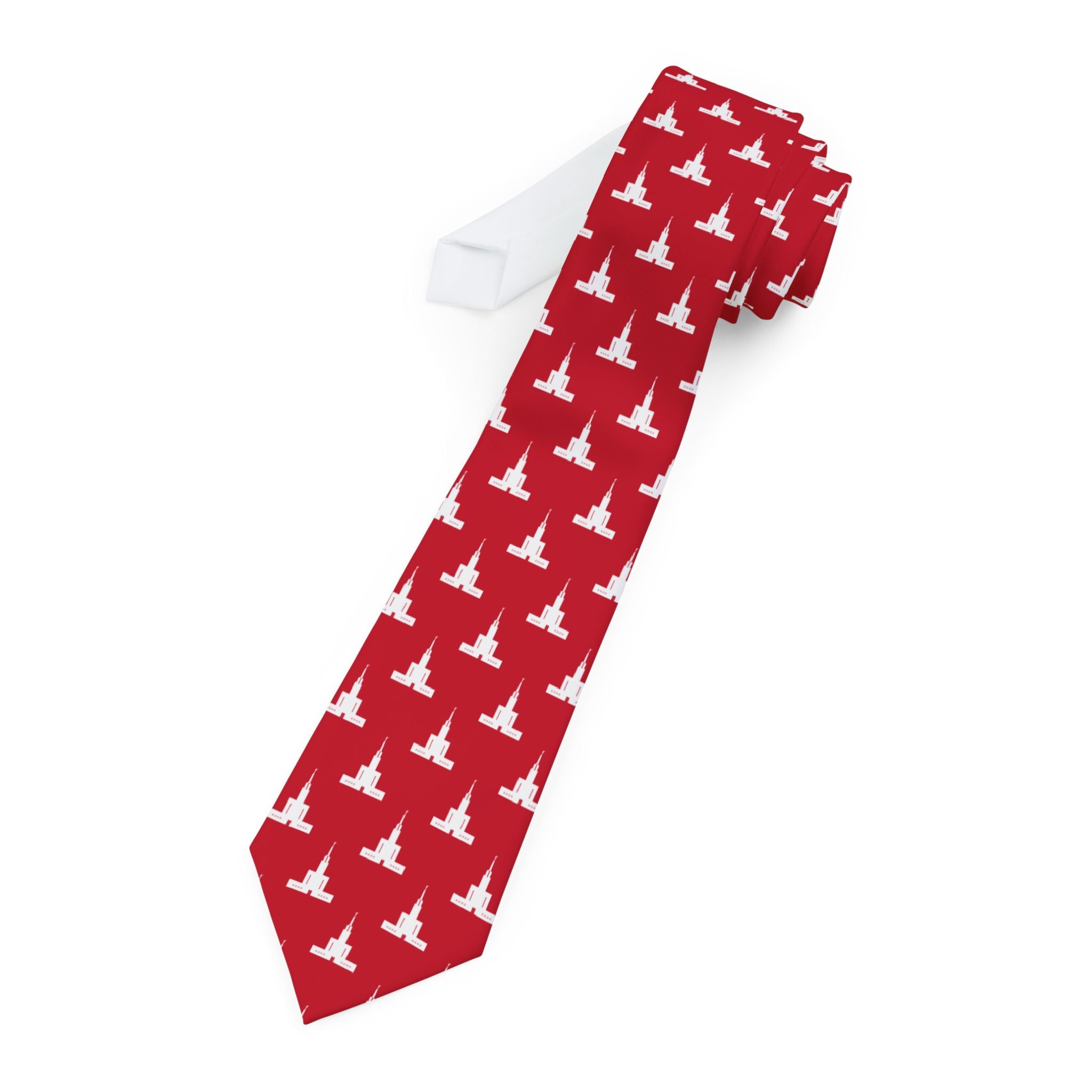 Bern Switzerland Temple Patterned Neck Tie for Elders (Red) - Mission Wishlist - LDS Missionary Gift Store