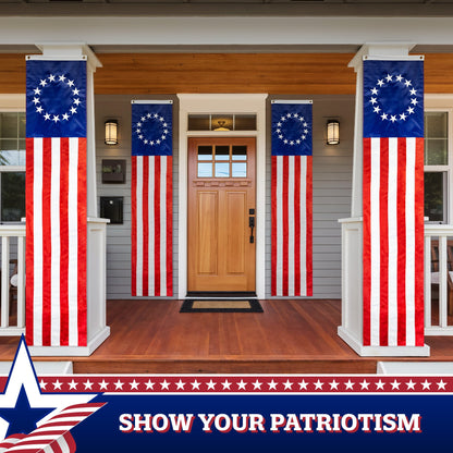 G128 Betsy Ross Pull Down Bunting Flag | 1.67x8 Ft | Embroidered Polyester