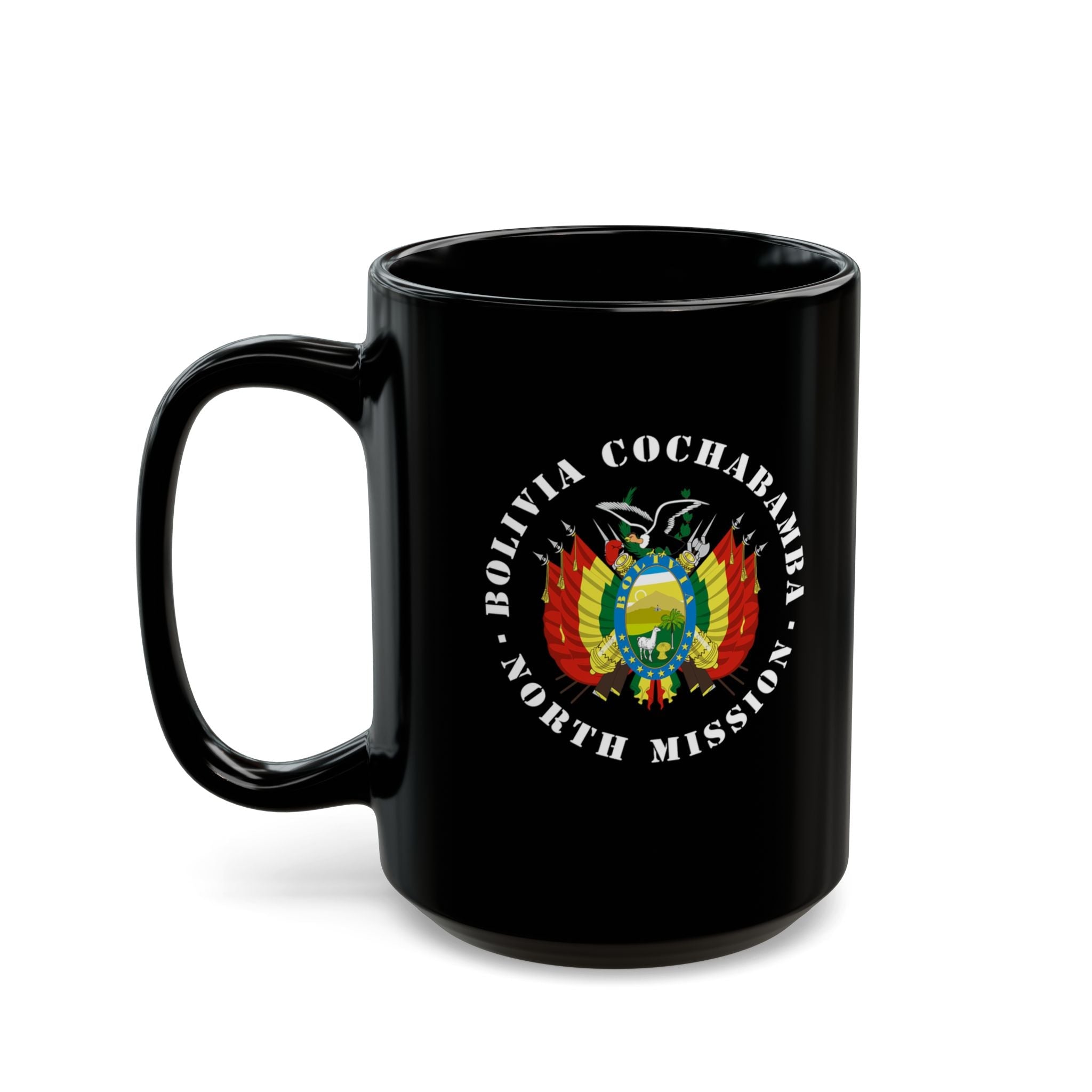 Bolivia Cochabamba North Mission Circular Flag Black Ceramic Mug - Latter-Day Saint LDS Missionary Gift - Book of Mormon