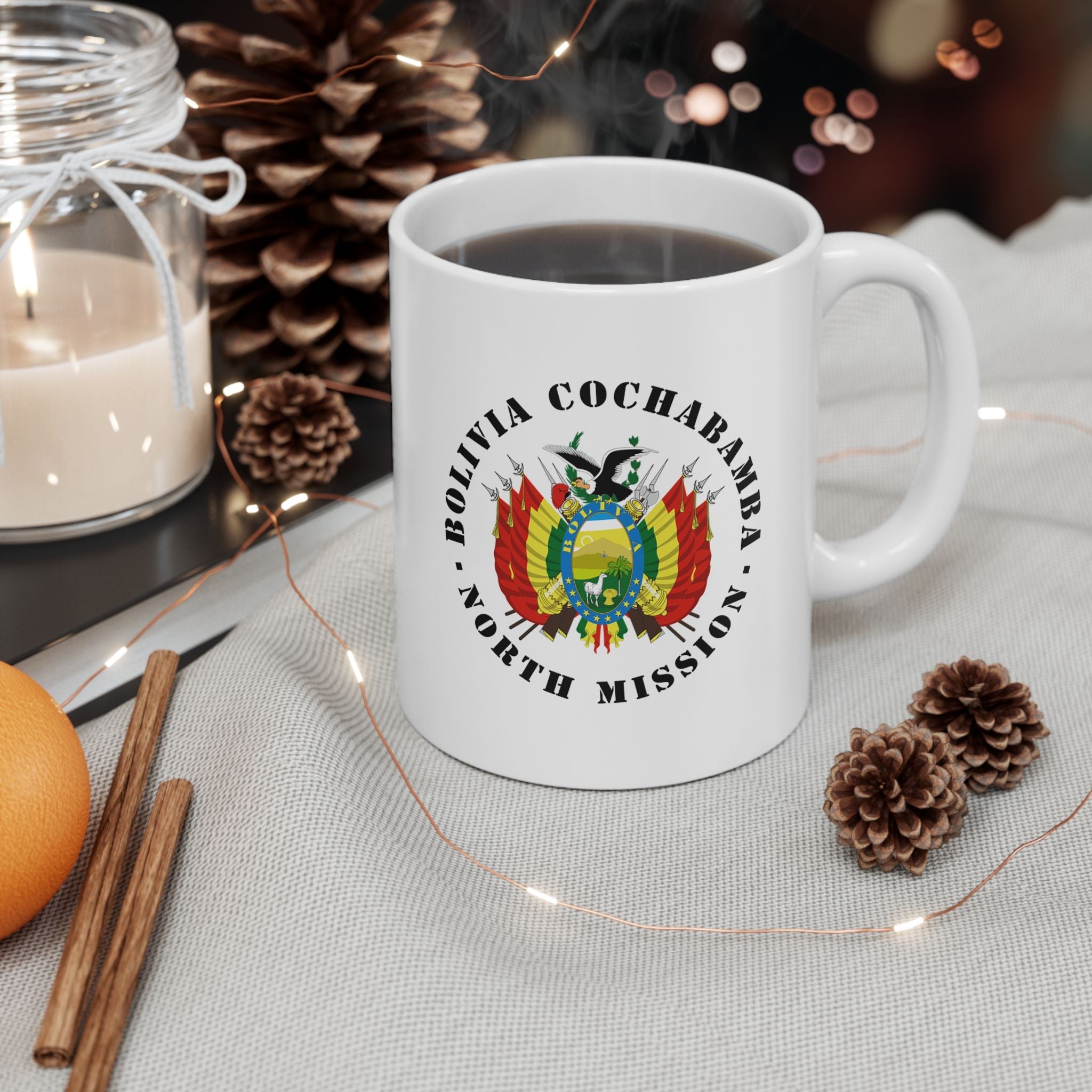 Bolivia Cochabamba North Mission Circular Flag White Ceramic Mug - Latter-Day Saint LDS Missionary Gift - Book of Mormon