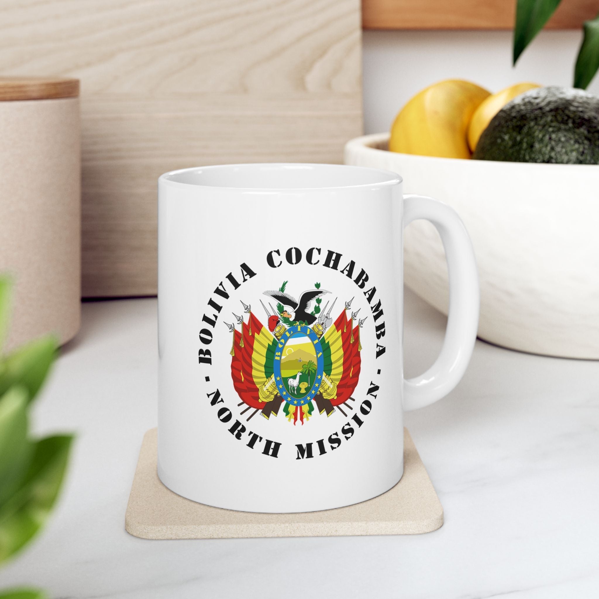 Bolivia Cochabamba North Mission Circular Flag White Ceramic Mug - Latter-Day Saint LDS Missionary Gift - Book of Mormon