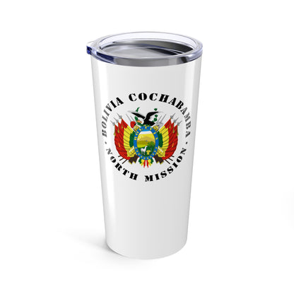 Bolivia Cochabamba North Mission Flag Logo Tumbler 20oz White - Mission Wishlist - LDS Missionary Gift Store