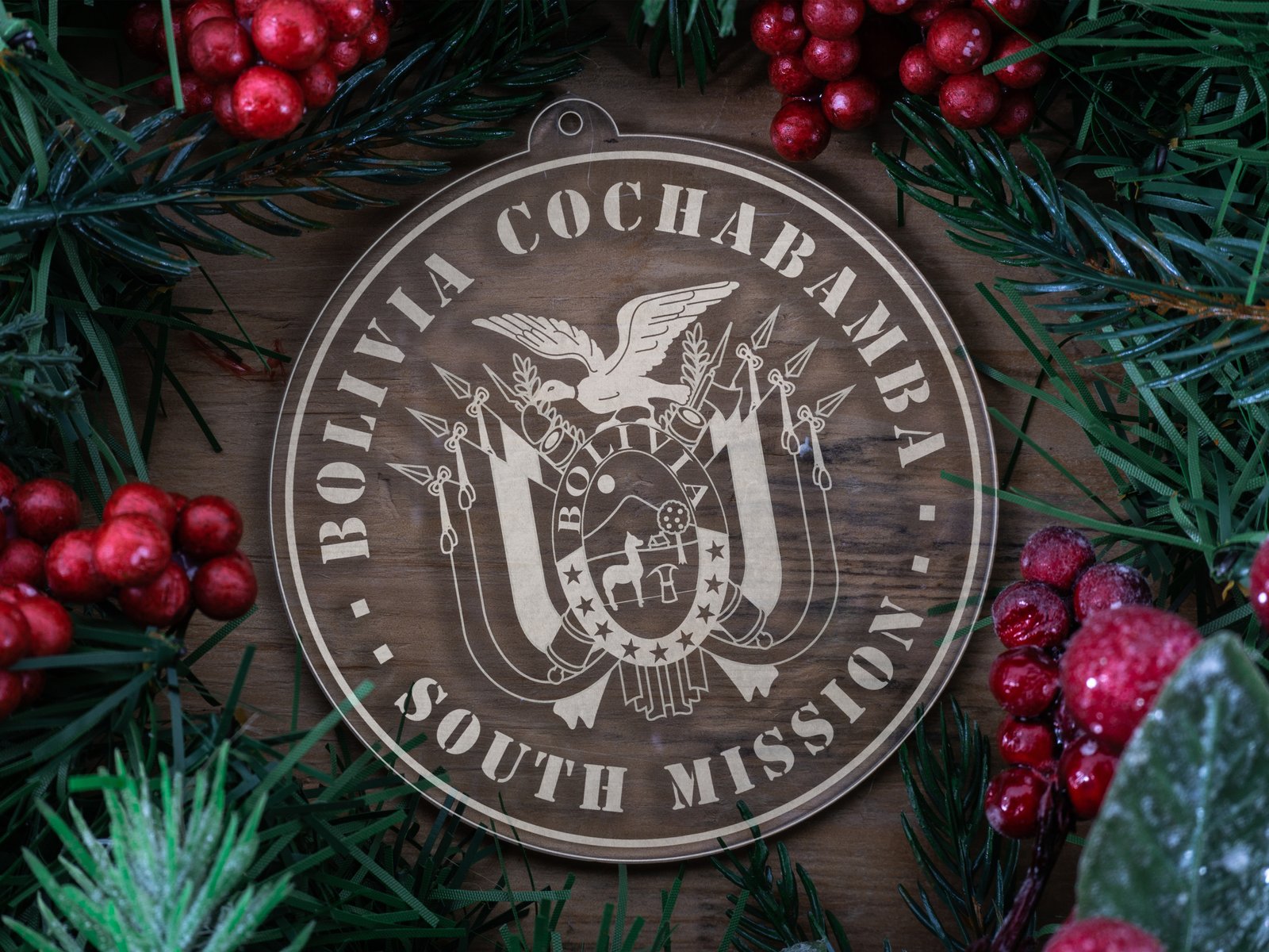 LDS Bolivia Cochabamba South Mission Christmas Ornament with Christmas Decorations