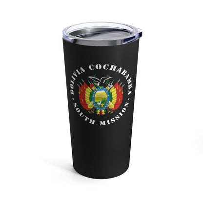 Bolivia Cochabamba South Mission Flag Logo Tumbler 20oz Black - Latter-Day Saint LDS Missionary Gift - Book of Mormon