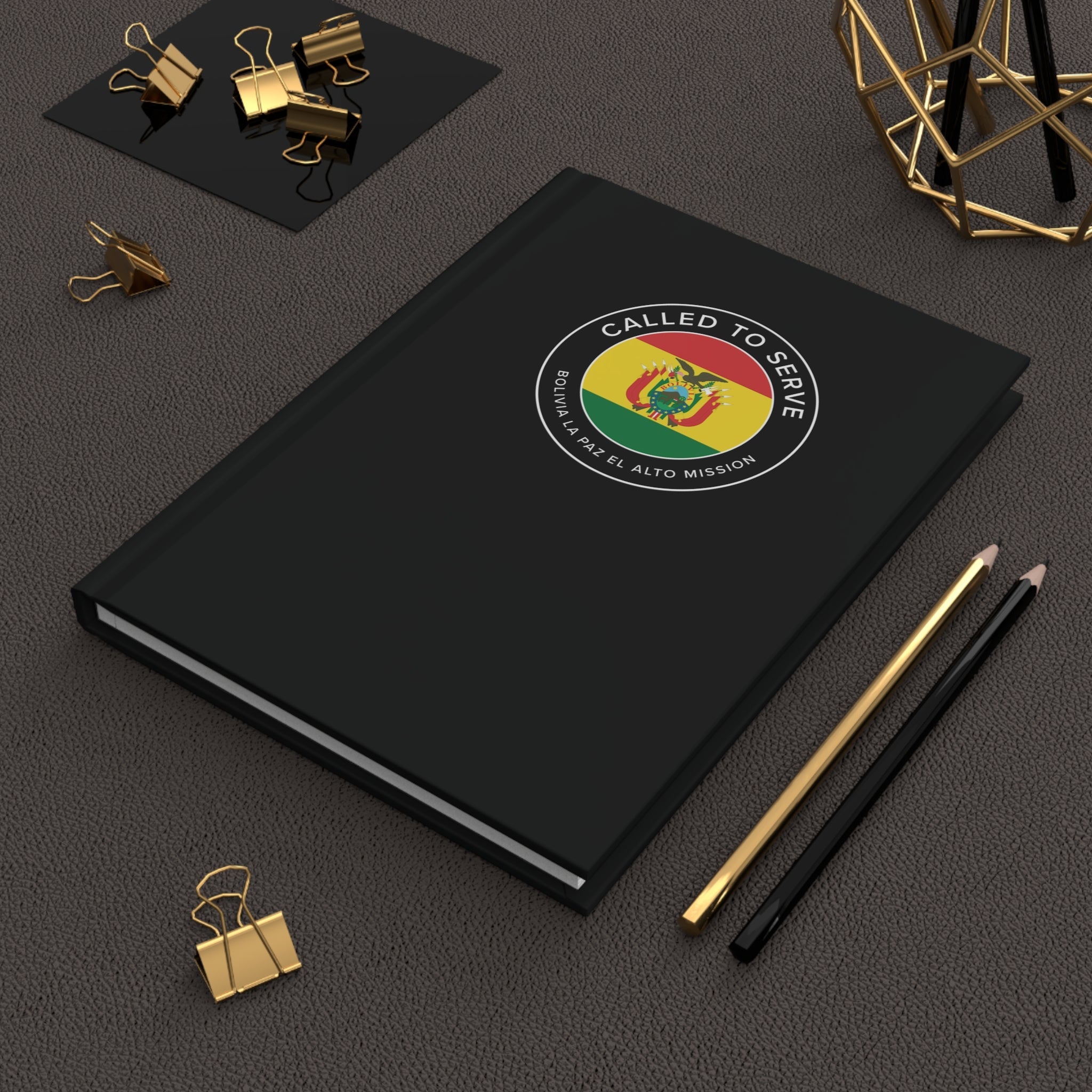 Bolivia La Paz El Alto Mission Circle Flag Called to Serve Black Hardcover Journal Matte - Latter-Day Saint LDS Missionary Gift - Book of Mormon