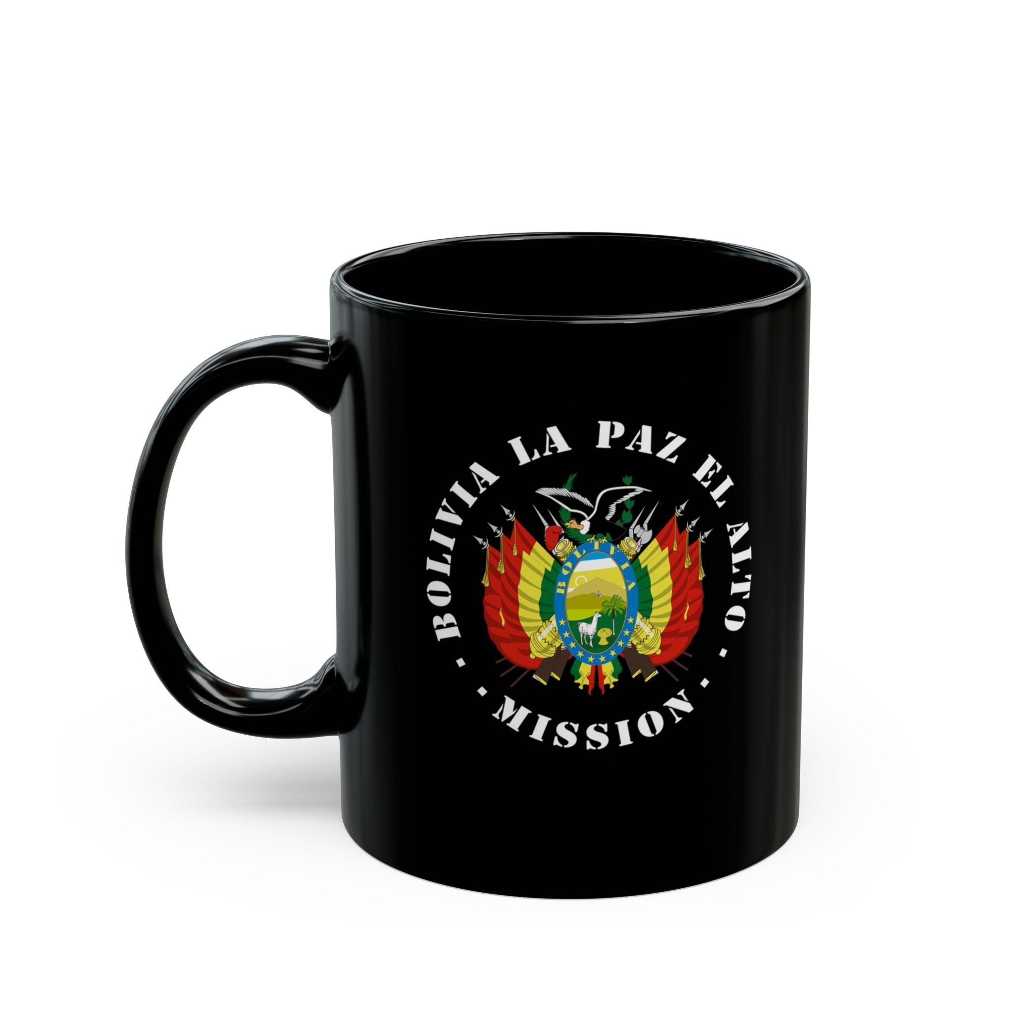 Bolivia La Paz El Alto Mission Circular Flag Black Ceramic Mug - Latter-Day Saint LDS Missionary Gift - Book of Mormon