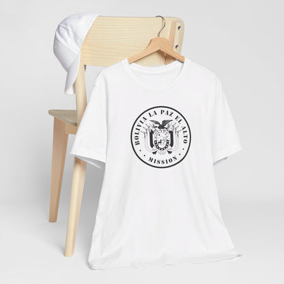 Bolivia La Paz El Alto Mission Circular Monochrome Logo T-Shirt - Latter-Day Saint LDS Missionary Gift - Book of Mormon