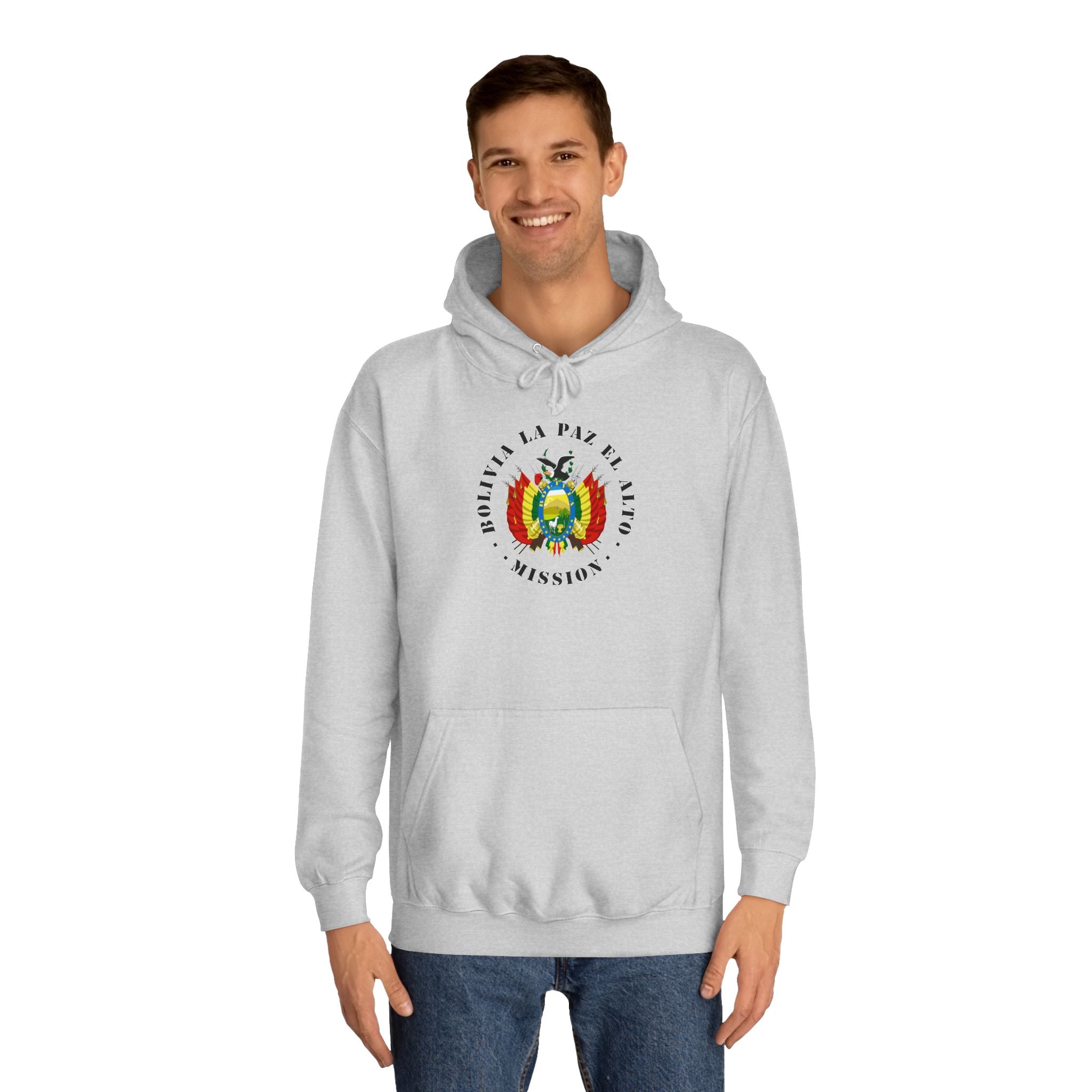 Bolivia La Paz El Alto Mission Flag Logo (Black Border) College Hoodie - Latter-Day Saint LDS Missionary Gift - Book of Mormon