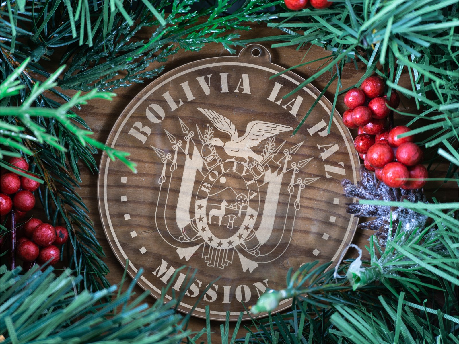 LDS Bolivia La Paz Mission Christmas Ornament with Christmas Decorations