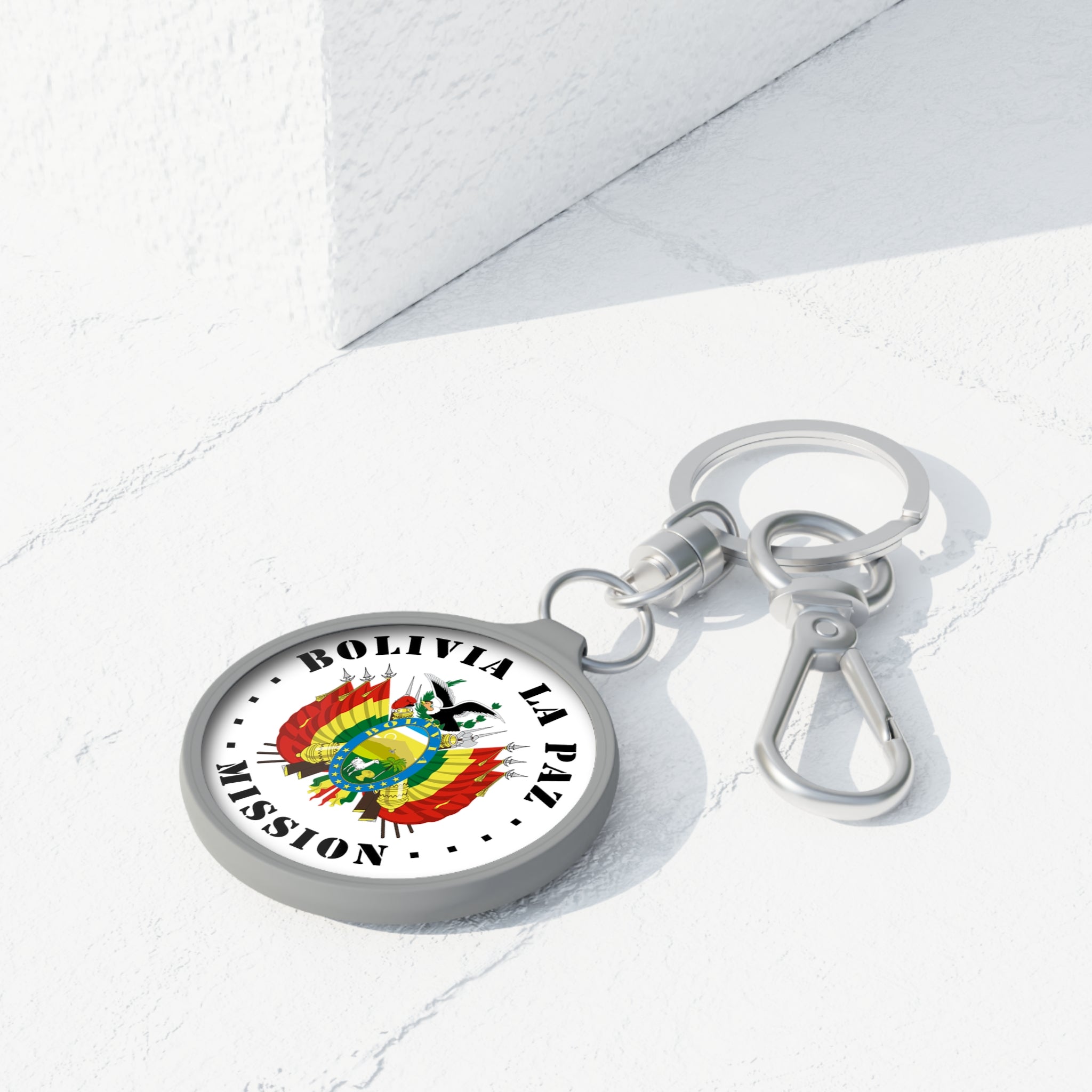 Bolivia La Paz Mission Circle Flag Key Tag - Latter-Day Saint LDS Missionary Gift - Book of Mormon