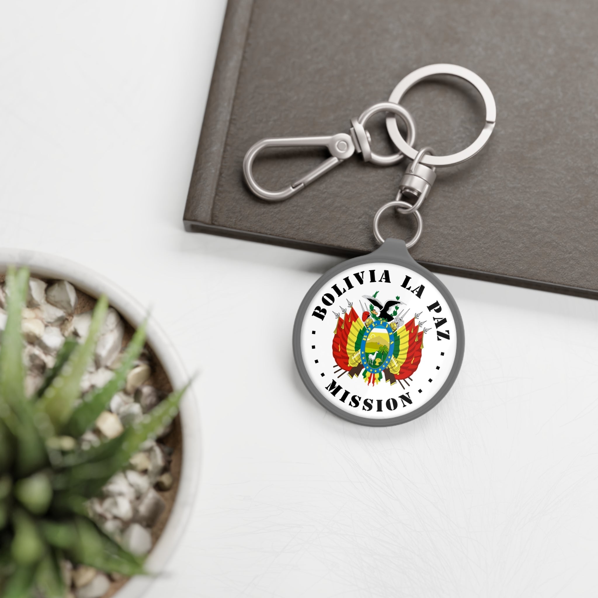 Bolivia La Paz Mission Circle Flag Key Tag - Latter-Day Saint LDS Missionary Gift - Book of Mormon