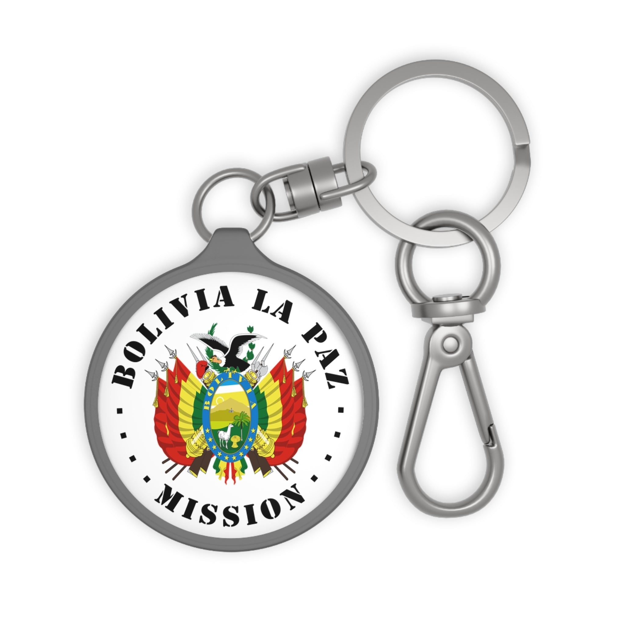 Bolivia La Paz Mission Circle Flag Key Tag - Latter-Day Saint LDS Missionary Gift - Book of Mormon