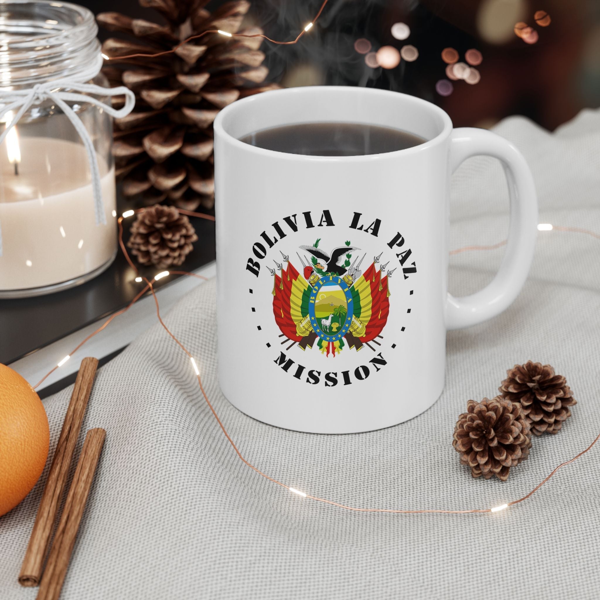 Bolivia La Paz Mission Circular Flag White Ceramic Mug - Latter-Day Saint LDS Missionary Gift - Book of Mormon