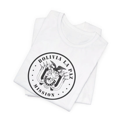 Bolivia La Paz Mission Circular Monochrome Logo T-Shirt - Latter-Day Saint LDS Missionary Gift - Book of Mormon