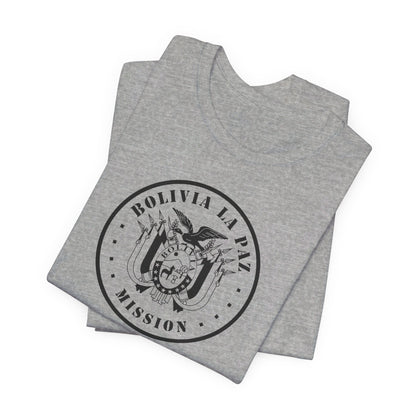 Bolivia La Paz Mission Circular Monochrome Logo T-Shirt - Latter-Day Saint LDS Missionary Gift - Book of Mormon