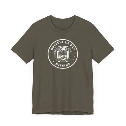 Bolivia La Paz Mission Circular Monochrome Logo T-Shirt - Latter-Day Saint LDS Missionary Gift - Book of Mormon