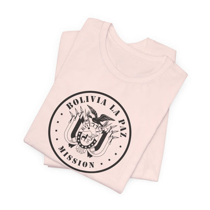 Bolivia La Paz Mission Circular Monochrome Logo T-Shirt - Latter-Day Saint LDS Missionary Gift - Book of Mormon
