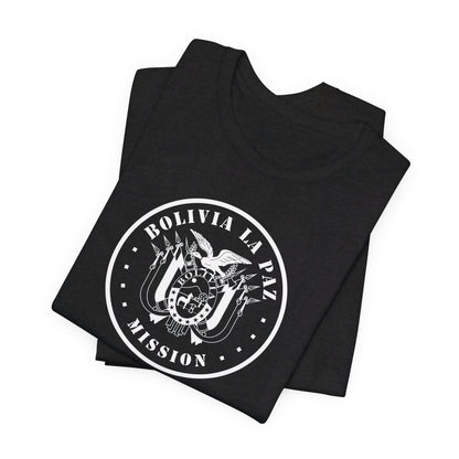 Bolivia La Paz Mission Circular Monochrome Logo T-Shirt - Latter-Day Saint LDS Missionary Gift - Book of Mormon