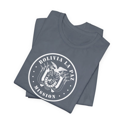 Bolivia La Paz Mission Circular Monochrome Logo T-Shirt - Latter-Day Saint LDS Missionary Gift - Book of Mormon