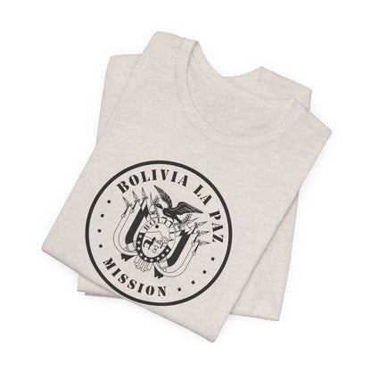 Bolivia La Paz Mission Circular Monochrome Logo T-Shirt - Latter-Day Saint LDS Missionary Gift - Book of Mormon