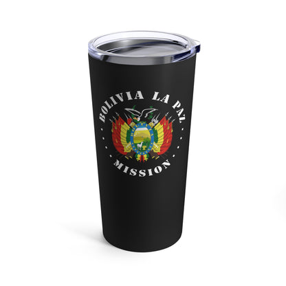 Bolivia La Paz Mission Flag Logo Tumbler 20oz Black - Latter-Day Saint LDS Missionary Gift - Book of Mormon