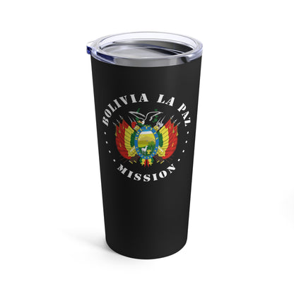 Bolivia La Paz Mission Flag Logo Tumbler 20oz Black - Latter-Day Saint LDS Missionary Gift - Book of Mormon