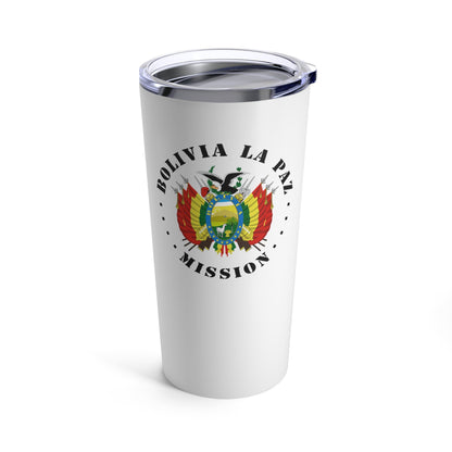 Bolivia La Paz Mission Flag Logo Tumbler 20oz White - Latter-Day Saint LDS Missionary Gift - Book of Mormon