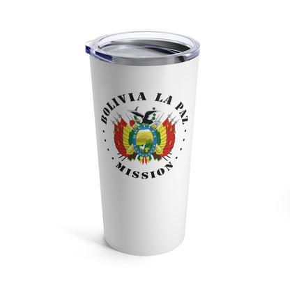 Bolivia La Paz Mission Flag Logo Tumbler 20oz White - Latter-Day Saint LDS Missionary Gift - Book of Mormon