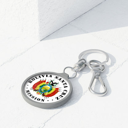 Bolivia Santa Cruz Mission Circle Flag Key Tag - Latter-Day Saint LDS Missionary Gift - Book of Mormon