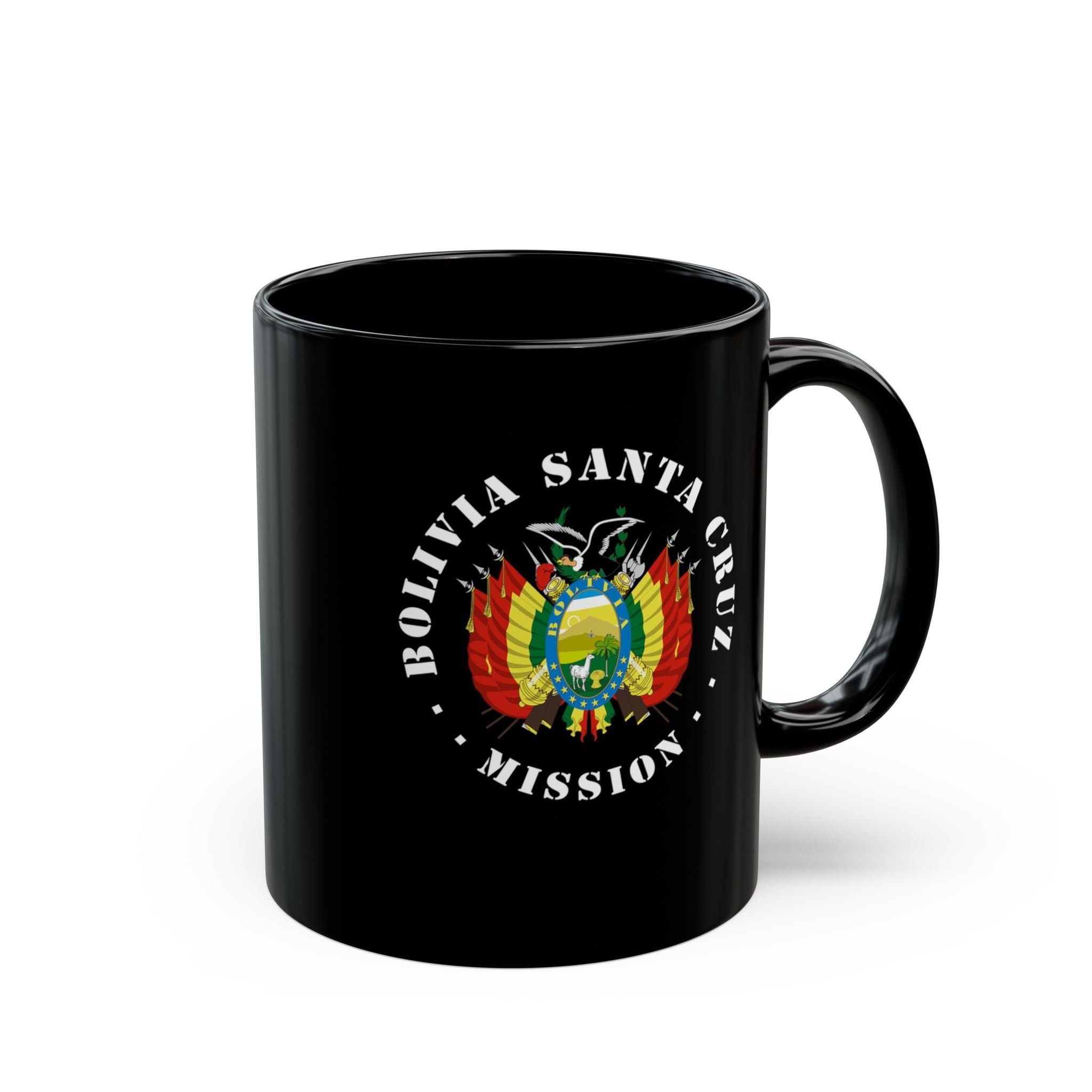 Bolivia Santa Cruz Mission Circular Flag Black Ceramic Mug - Latter-Day Saint LDS Missionary Gift - Book of Mormon