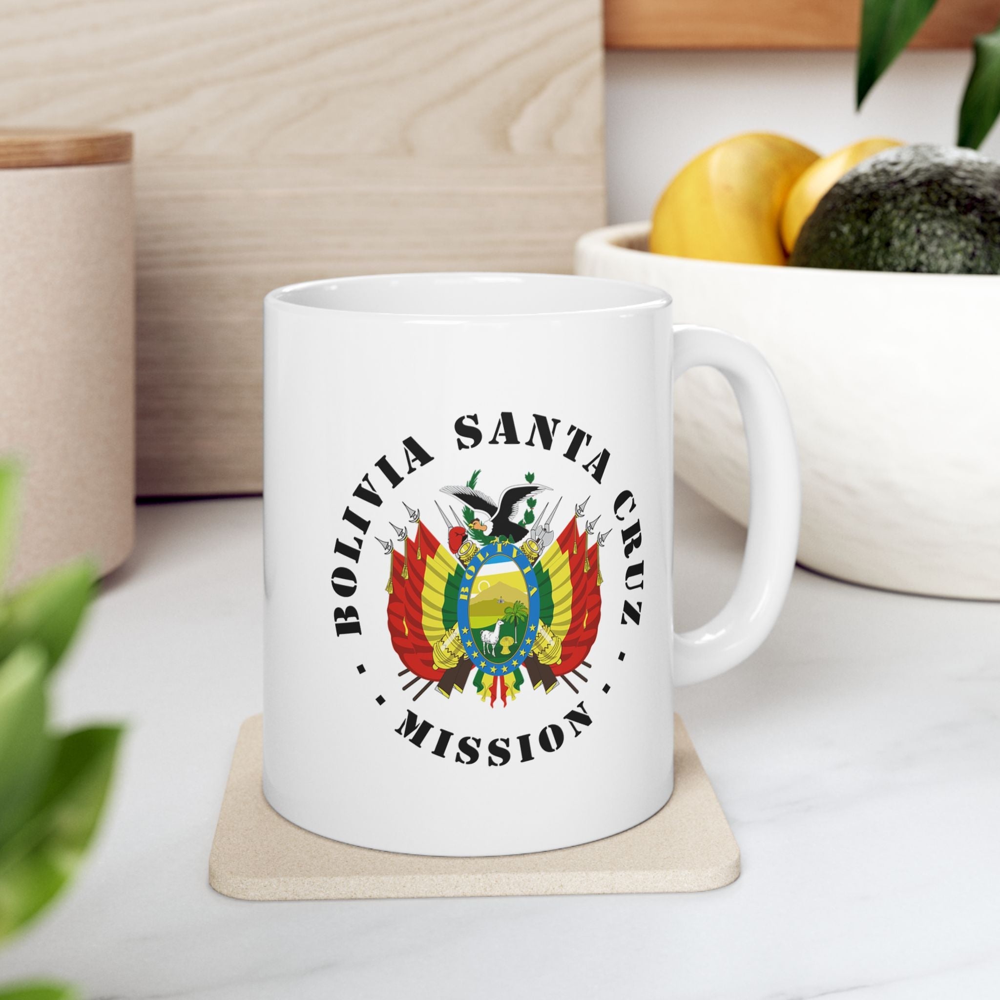 Bolivia Santa Cruz Mission Circular Flag White Ceramic Mug - Latter-Day Saint LDS Missionary Gift - Book of Mormon