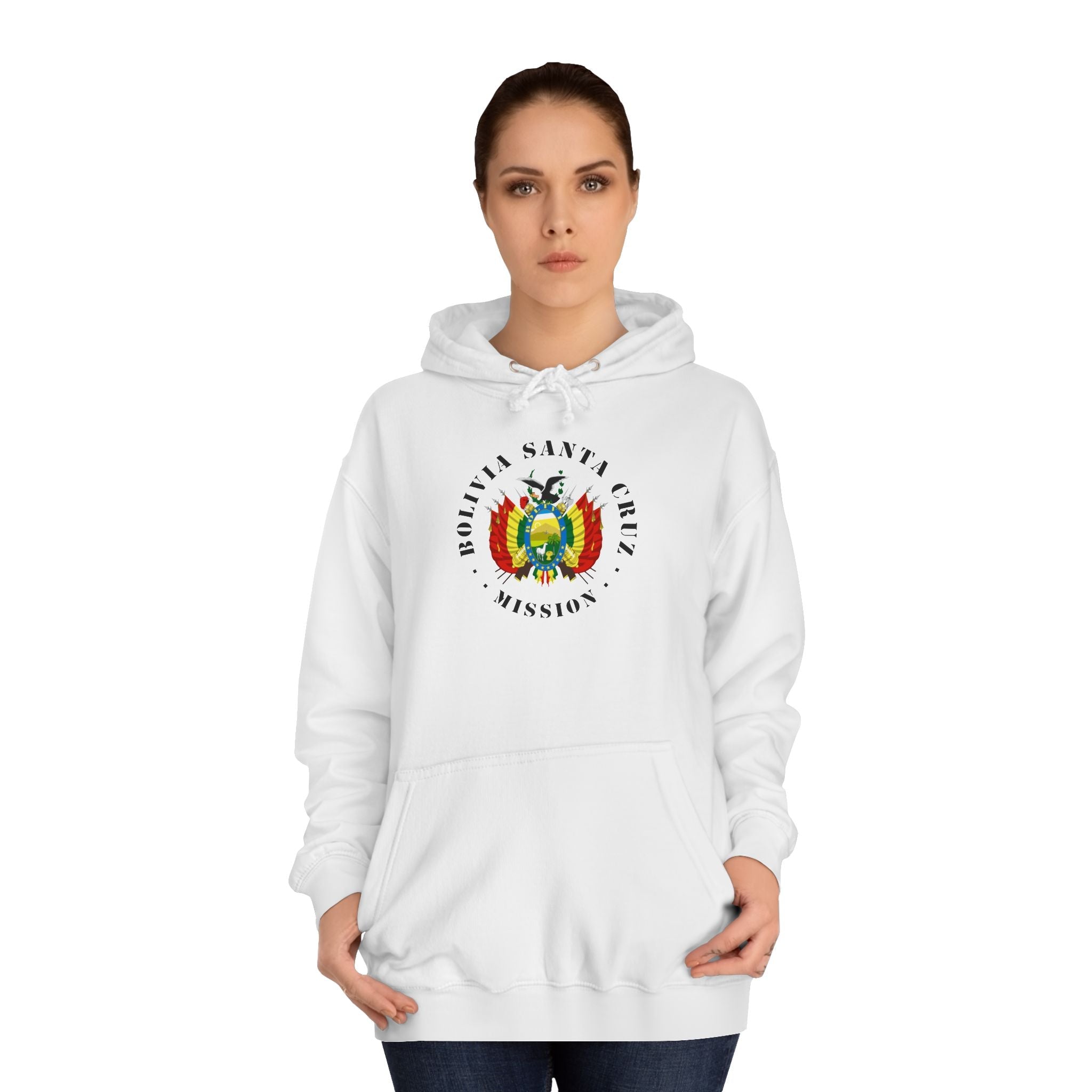 Bolivia Santa Cruz Mission Flag Logo (Black Border) College Hoodie - Latter-Day Saint LDS Missionary Gift - Book of Mormon