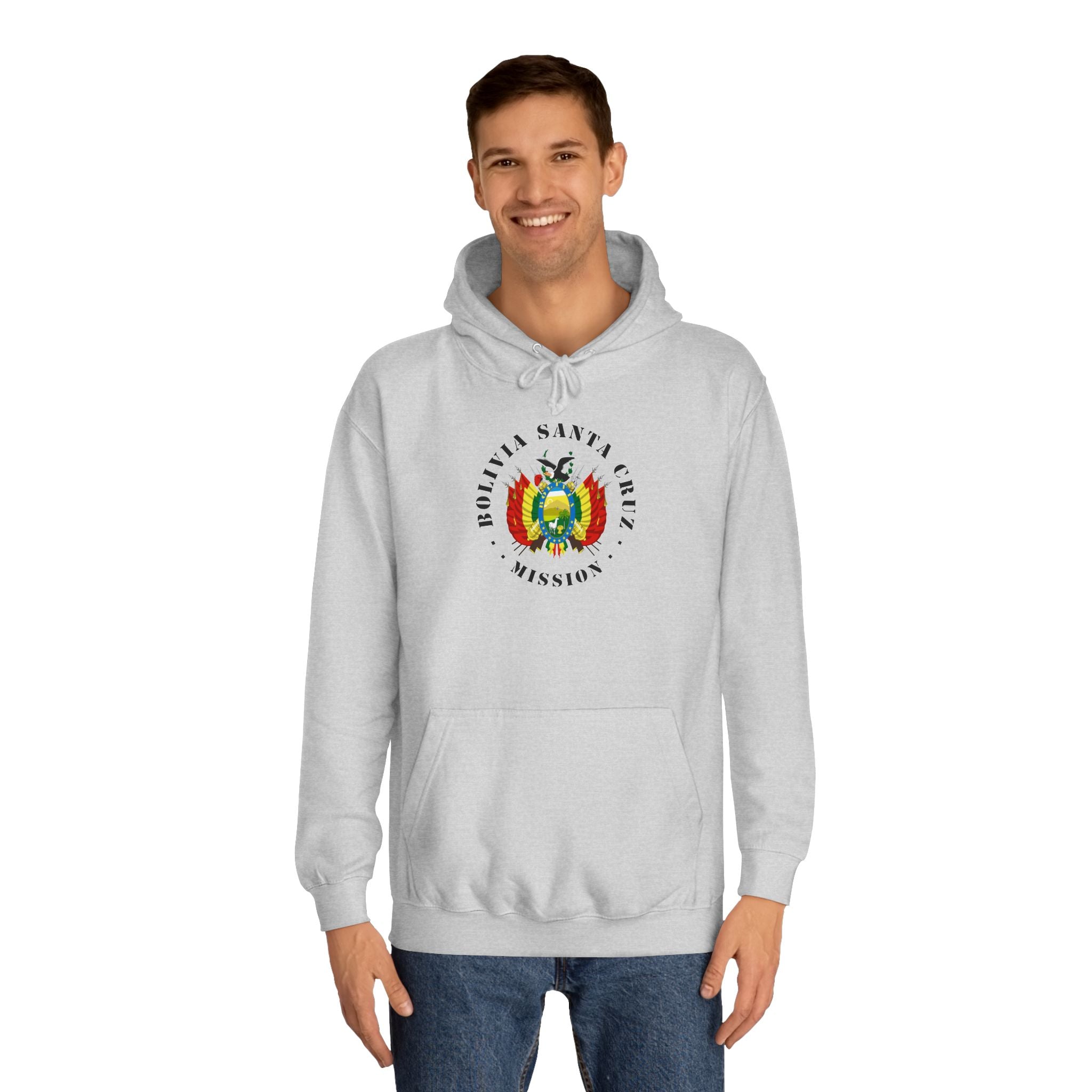 Bolivia Santa Cruz Mission Flag Logo (Black Border) College Hoodie - Latter-Day Saint LDS Missionary Gift - Book of Mormon