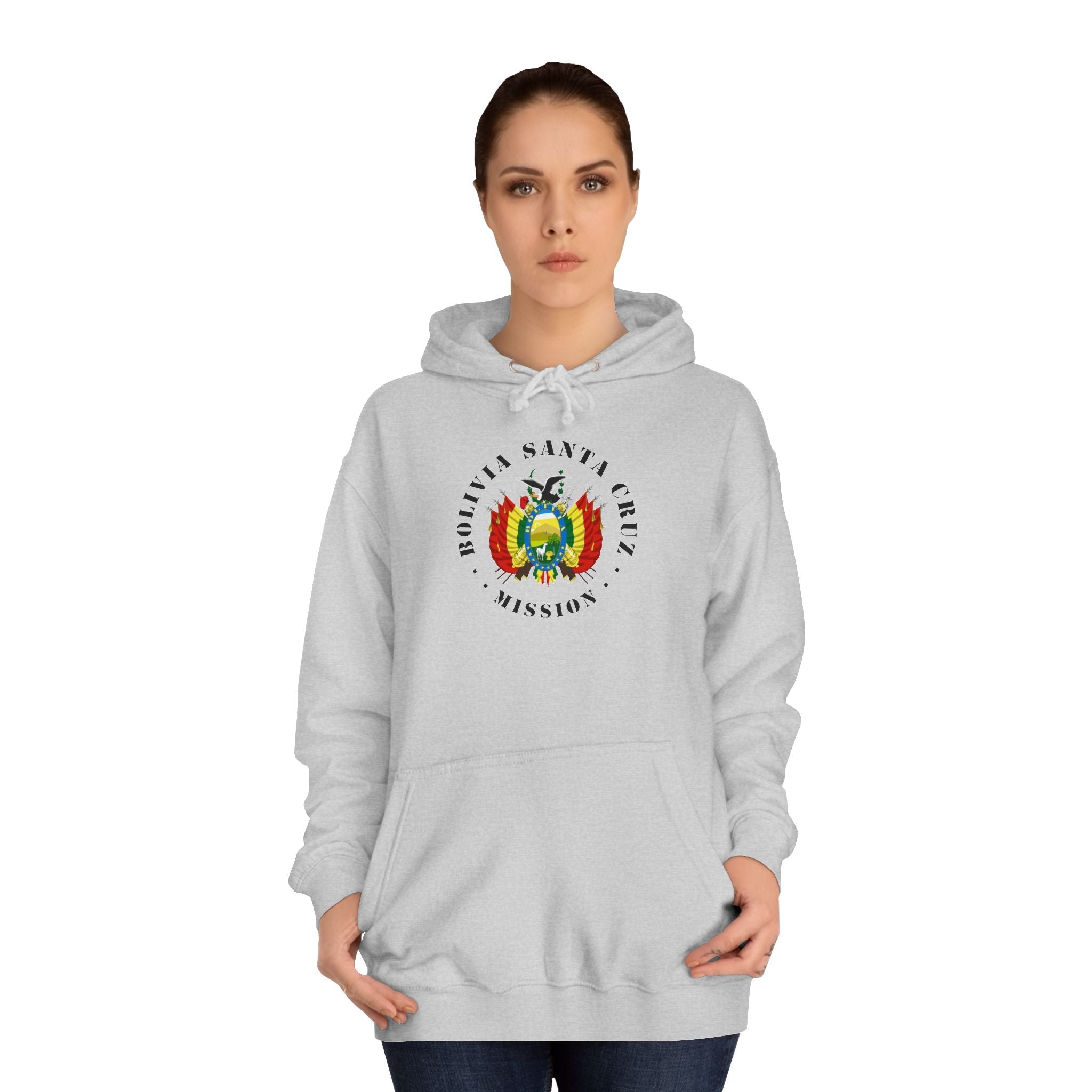 Bolivia Santa Cruz Mission Flag Logo (Black Border) College Hoodie - Latter-Day Saint LDS Missionary Gift - Book of Mormon