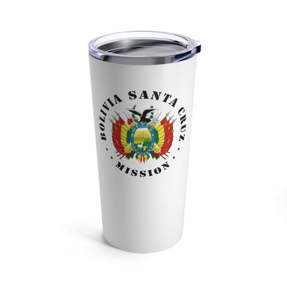 Bolivia Santa Cruz Mission Flag Logo Tumbler 20oz White - Latter-Day Saint LDS Missionary Gift - Book of Mormon