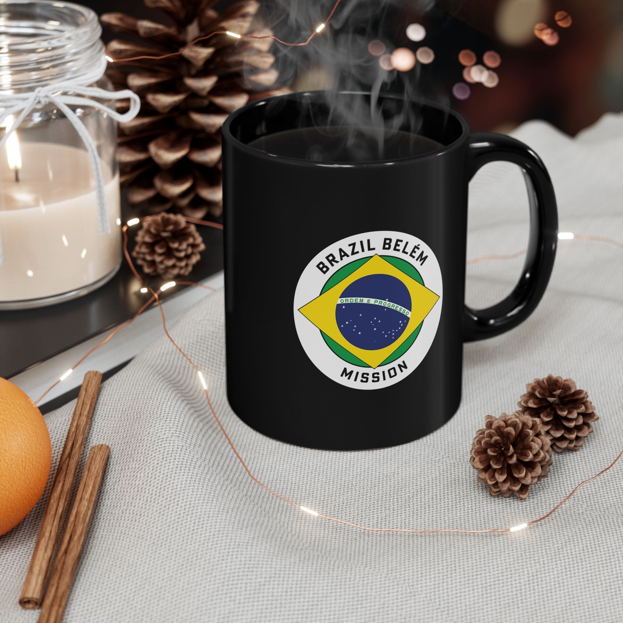 Brazil Belem Mission Circular Flag Black Ceramic Mug - Latter-Day Saint LDS Missionary Gift - Book of Mormon