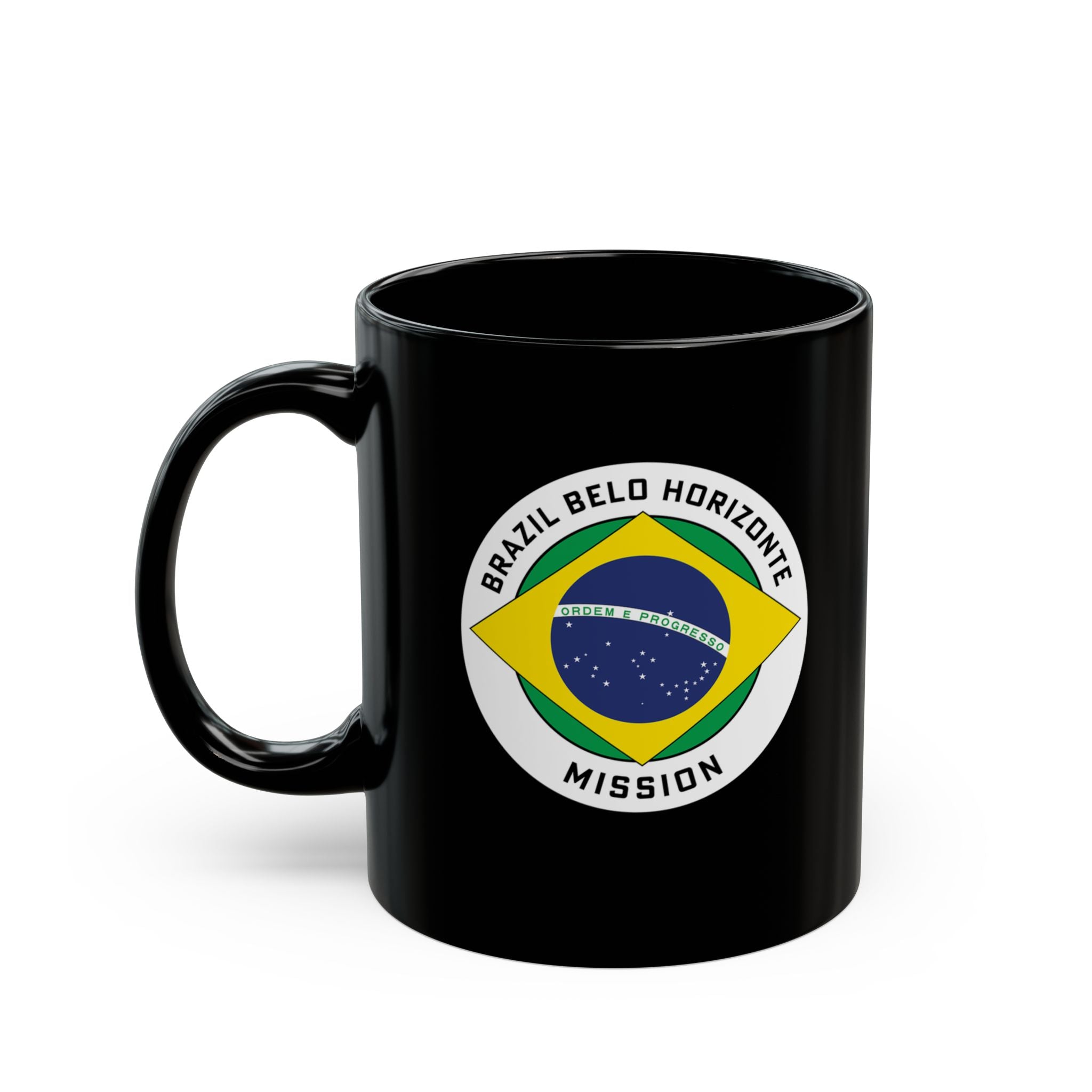 Brazil Belo Horizonte Mission Circular Flag Black Ceramic Mug - Latter-Day Saint LDS Missionary Gift - Book of Mormon