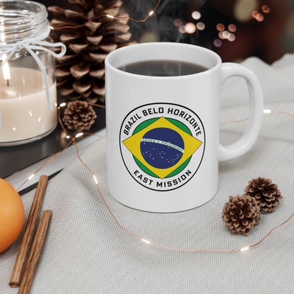 Brazil Belo Horizonte Mission Circular Flag White Ceramic Mug - Latter-Day Saint LDS Missionary Gift - Book of Mormon