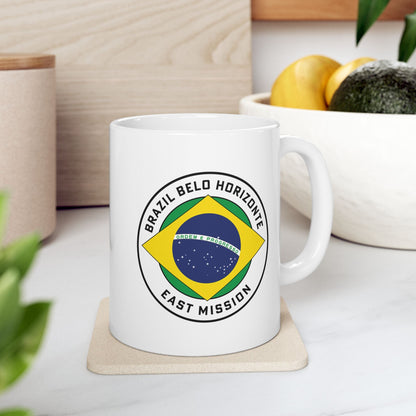 Brazil Belo Horizonte Mission Circular Flag White Ceramic Mug - Latter-Day Saint LDS Missionary Gift - Book of Mormon