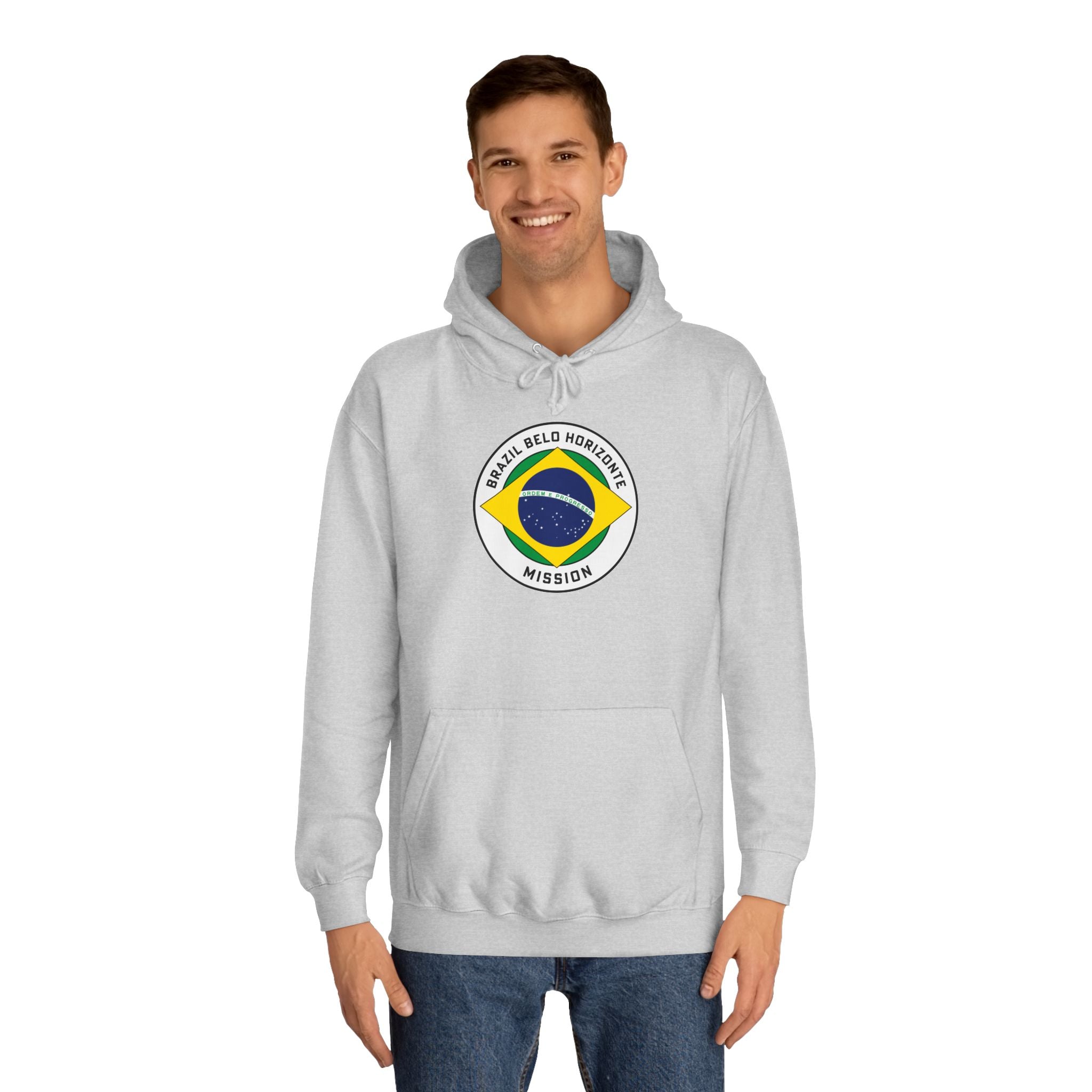 Brazil Belo Horizonte Mission Flag Logo (White Border) College Hoodie - Latter-Day Saint LDS Missionary Gift - Book of Mormon